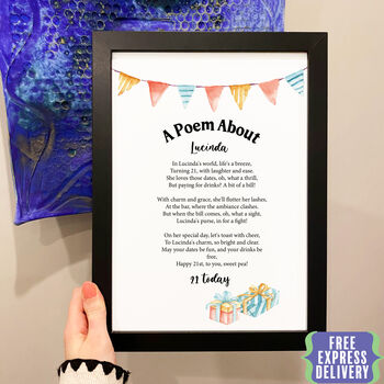 Personalised 21st Birthday Gift Print Special Poem, 2 of 7