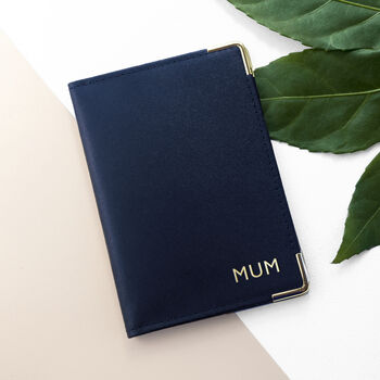 Personalised Navy Leather Passport Cover, 5 of 8