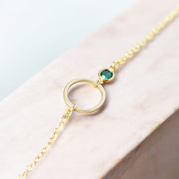 Minimalist Gold Plated Circle Birthstone Bracelet, 3 of 10