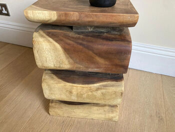 Hand Carved Solid Wooden Snake Side Table – 45cm, 2 of 3