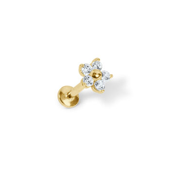 14 Carat Gold Daisy Labret Stud Earring, 3 of 7