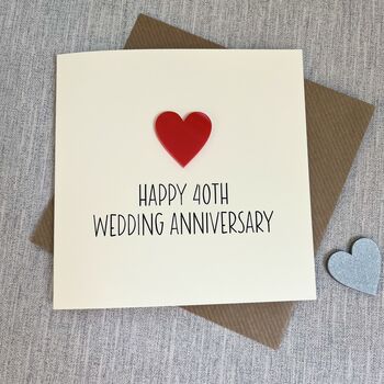 Personalised 40th Wedding Anniversary Ruby Heart Card, 2 of 4