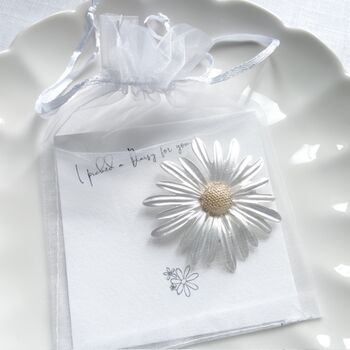 Statement Daisy Gold And Silver Brooch | Flower Pin Gift For Her, 4 of 11
