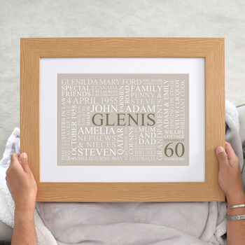 Personalised 60th Birthday Word Art Print, 9 of 12