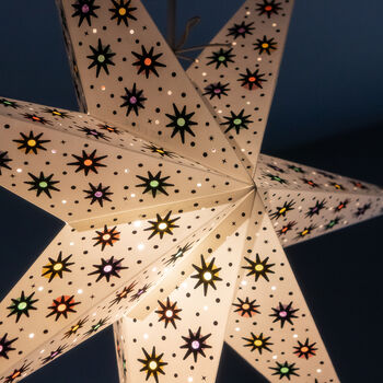 Handmade White Decorative Paper Star Hanging Lantern, 2 of 5