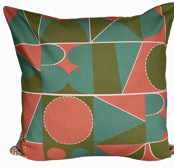 Taking Shape Cushion, Olive Green + Coral, 3 of 5