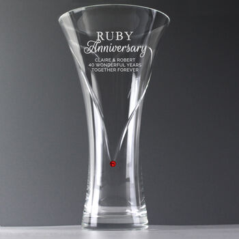 Personalised Ruby Anniversary Swarovski Heart Vase, 2 of 3