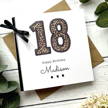 Personalised 18th Birthday Card, Leopard Print Design, 2 of 3