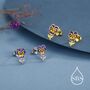 Pansy Enamel Stud Earrings In Sterling Silver, thumbnail 6 of 11