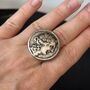 Roman Style Silver Disc Adjustable Ring, thumbnail 1 of 8