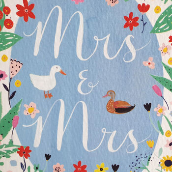 Two Ducks Floral Wedding Card, 7 of 12