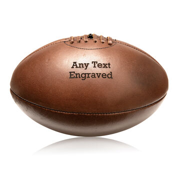 Personalised Vintage Full Cowhide Leather Rugby Ball, 6 of 7