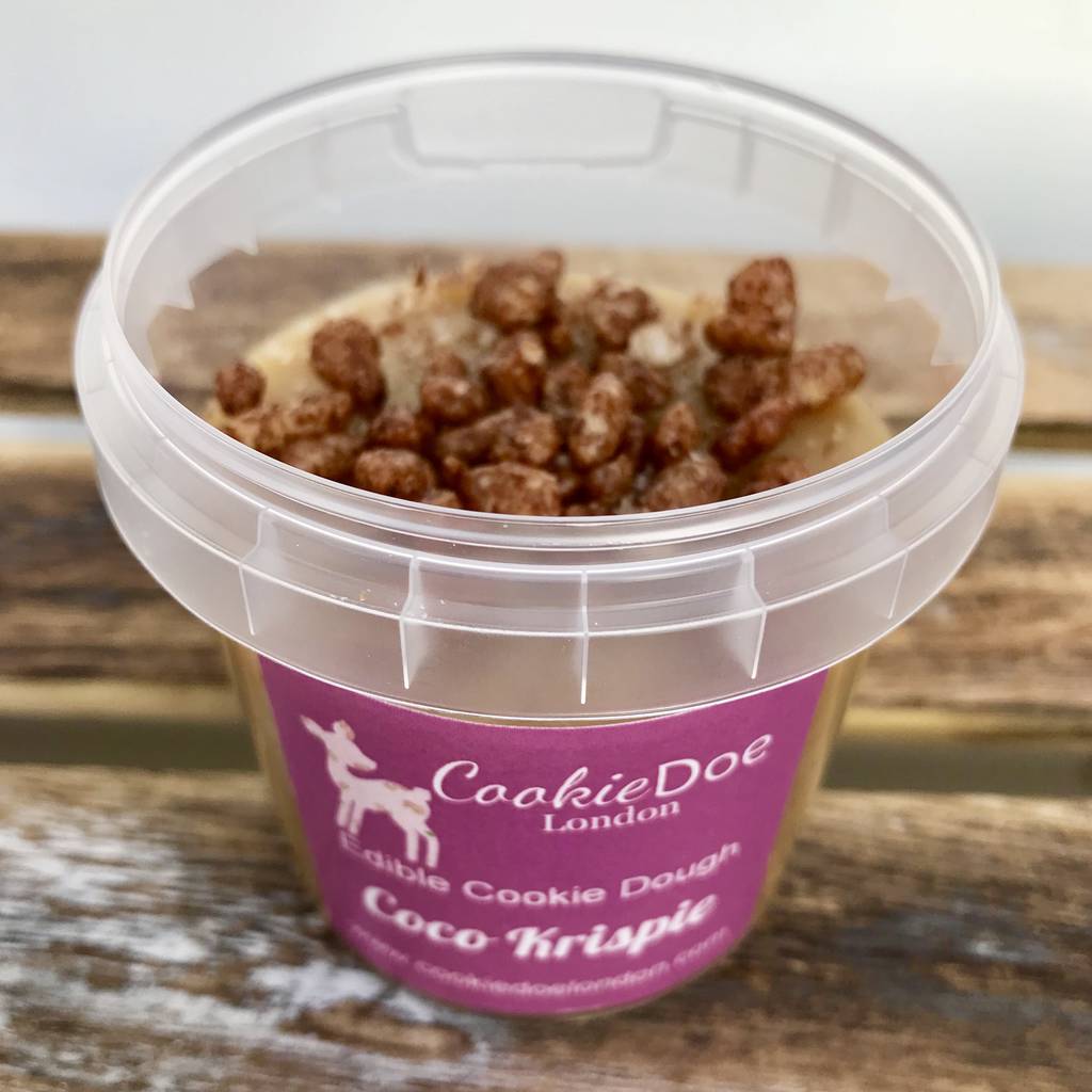 coco krispie cookie dough single serving tubs by cookie doe london
