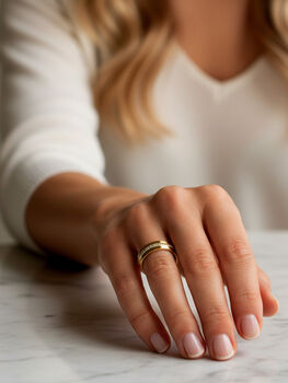 Thick Women's Cigar Ring Band With Stones, 3 of 5