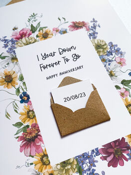 Personalised Floral Forever To Go Anniversary Card, 2 of 7