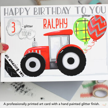 Personalised Red Tractor Age Birthday Card, 3 of 8