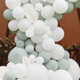 Luxe Sage And White Balloon Arch With White Fans, thumbnail 2 of 3