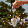 Set Of Three Antique Effect Teardrop Christmas Baubles, thumbnail 1 of 8