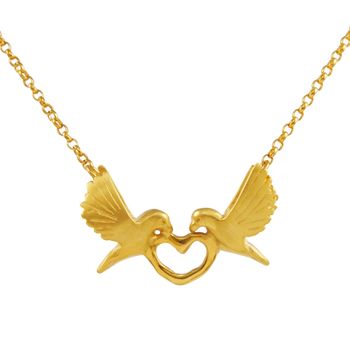 Two Turtle Doves Necklace In Gold Plated Silver, 3 of 5