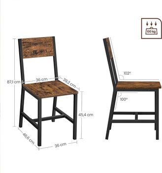 Set Of Two Dining Chair Steel Frame Industrial Style, 2 of 6