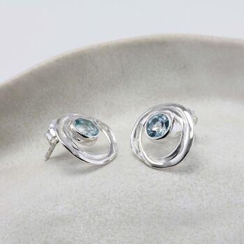 Riviera Blue Topaz Sterling Silver Stud Earrings, 3 of 8