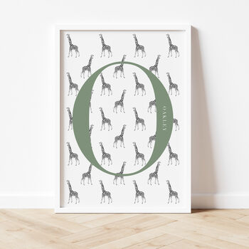 Personalised Giraffe Initial Print, 4 of 12