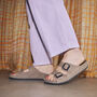 Leather Sandals With Memory Foam Insole In Grey/ Taupe, thumbnail 1 of 5