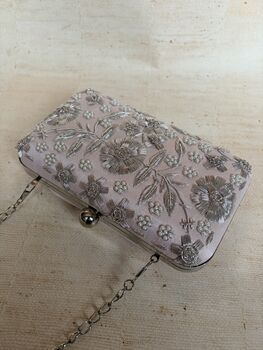Light Pink Handcrafted Rectangular Clutch Bag, 7 of 11