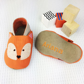 Personalised Christmas Fox Baby Shoes, 4 of 6