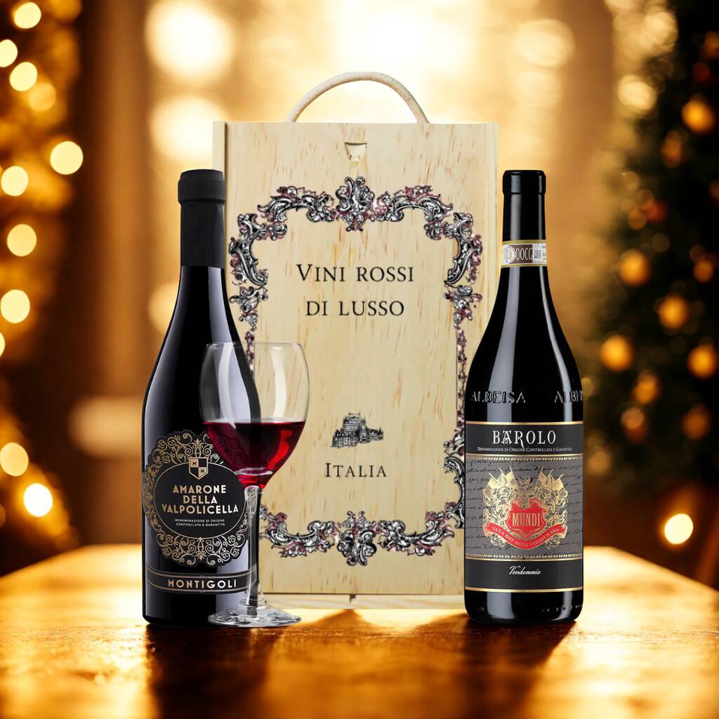 Personalised Luxury Montigoli Amarone Della Valpolicella And Mundi Barolo Red Wine Gift Set, 1 of 3