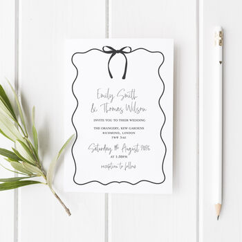 Love Bow Personalised Wedding Invitations 10 Pack, 3 of 3