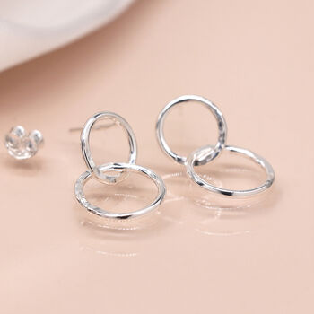 Sterling Silver Moving Linked Hoop Earrings, 3 of 8