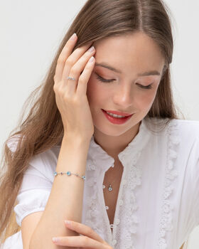 Blue Sapphire And Blue Topaz Bracelet In Sterling Silver And Gold Vermeil, 5 of 11