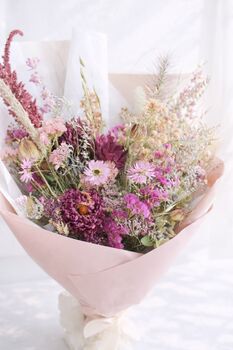 Luxury Dried Flower Bouquet In Berry, 2 of 3