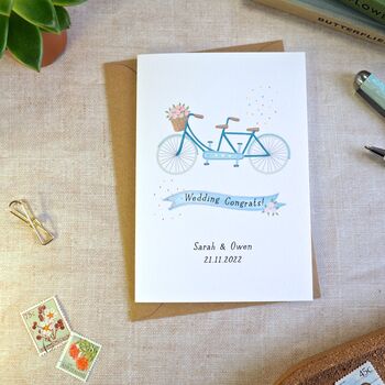 Turquoise Tandem Wedding Card, 3 of 6