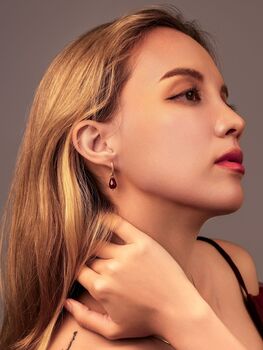 Red Agate Pomegranate Seed Twisted Huggie Hoop Earrings, 5 of 11