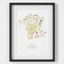 Map Of Worcestershire Art Print, thumbnail 2 of 5