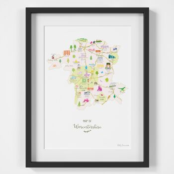 Map Of Worcestershire Art Print, 2 of 5