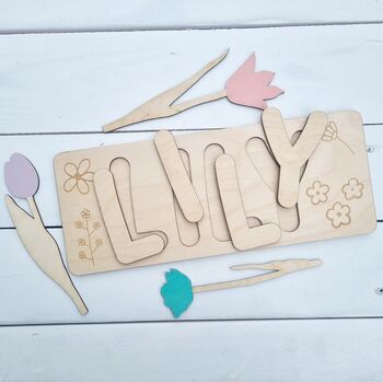 Personalised Name Puzzle With Floral Detail, 4 of 8