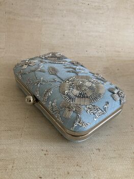 Blue Embroidered Rectangular Clutch Bag, 9 of 9