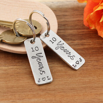10th Anniversary Couples Pair Personalised Keyrings, 5 of 6