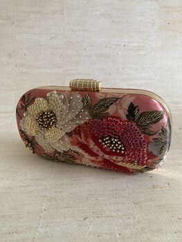 Pink Floral Oval Clutch Bag, 4 of 10