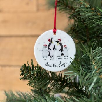 Personalised Family Bauble, Penguin Design, 3 of 9