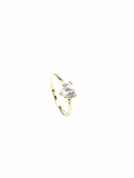 Cz Stone Heart Ring, Rose, Gold Vermeil On 925 Silver, 4 of 10