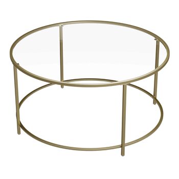 Round Glass Coffee Table With Gold Steel Frame, 7 of 7