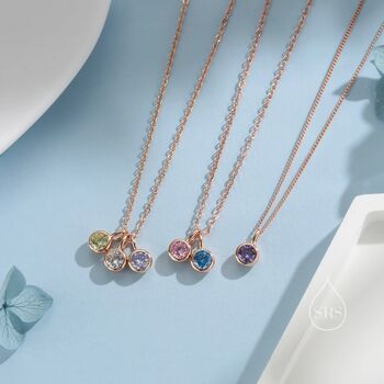 Sterling Silver Solid Sterling Silver Family Birthstone Necklace, 4 of 12