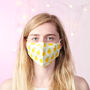 Lemon Print 100% Cotton Face Mask With Filters, thumbnail 2 of 4