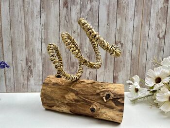 Teak Driftwood Metal Rope Wine Bottle Holder Freestanding – Single Bottle Tilt, 4 of 9