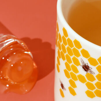 G Decor Beehives Contrast Gold Ceramic Tea Coffee Mug, 3 of 5
