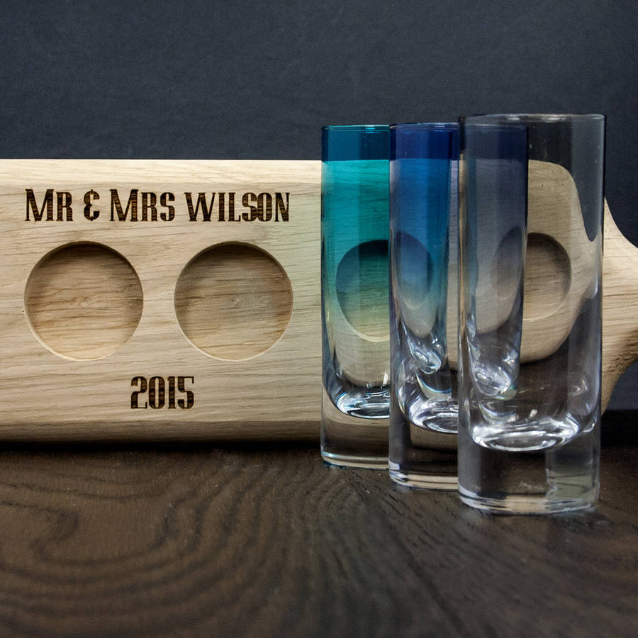 Set Of Six Shot Glasses And Personalised Paddle Board By The Letteroom